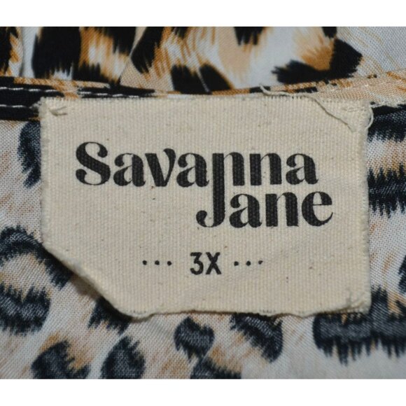 Savanna Jane Cheetah Print 3/4 Bell Sleeve Embroidered Floral Blouse Top Size 3X - Picture 10 of 12